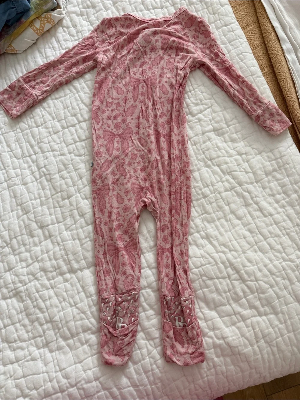Posh Peanut Dusty Pink Paisley Footed One-Piece Zip Romper